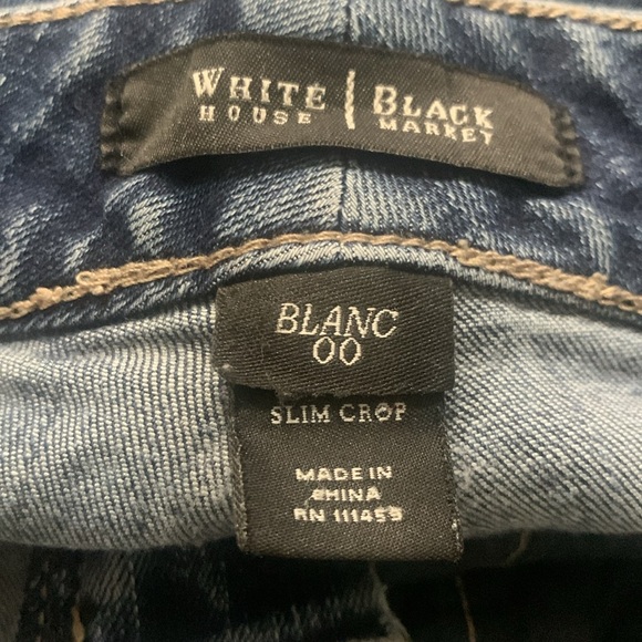 White House Black Market Dark Blue Stretch Denim Capri Crop Jean Pant Woman's 00 - Picture 8 of 9